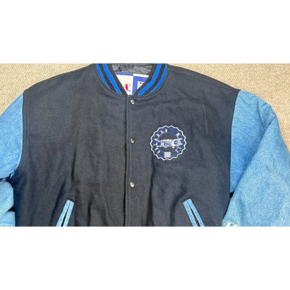 Logo Athletic Vtg Rare NBA‎ Orlando Magic Denim & Wool Varsity Jacket Size XL